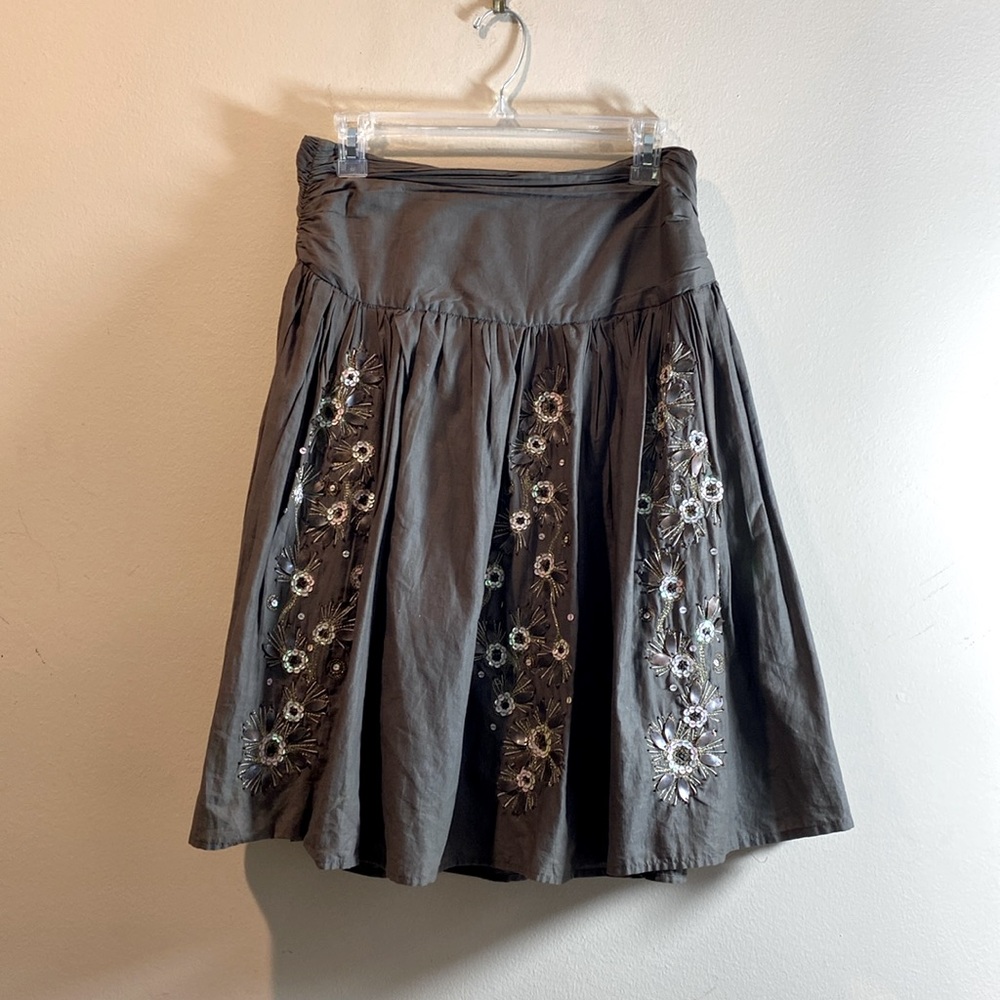 Vintage Grey Autograph Skirt with Floral Sew-Ons